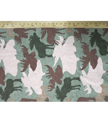 100%Cotton Jersey Elk Print Green/Brown