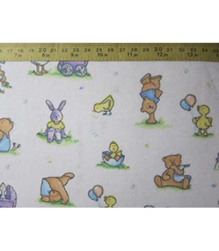 100%Cotton Flannel Animal Print White