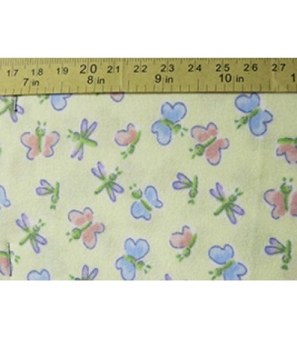 100%Cotton Flannel Butterfly Print Yellow