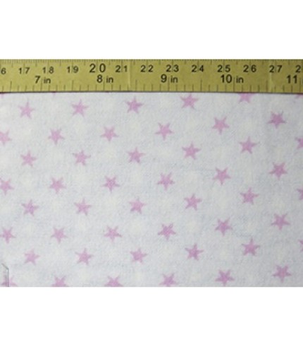 100%Cotton Flannel Pink Star Print on White