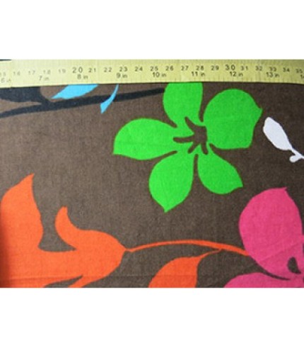 100%Cotton Flannel Multi-Color Flower Print on Brown