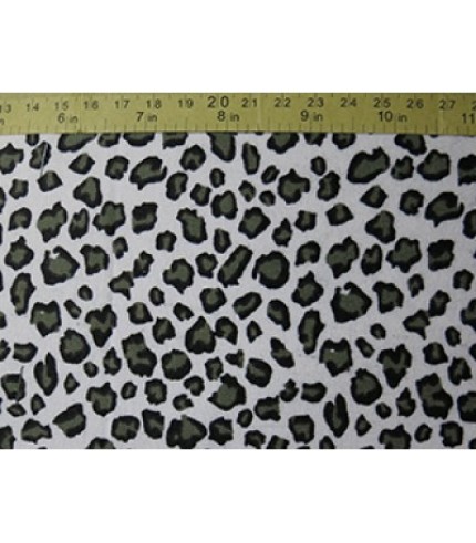 100%Cotton Flannel Black and Gray Leopard Print on White