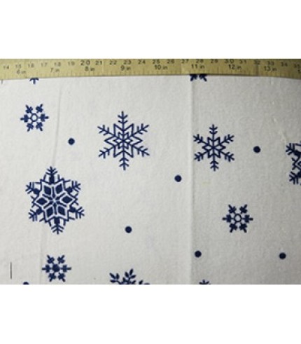 100%Cotton Flannel Navy SnowFlakes Print on White